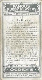 1926 Ogden’s Famous Rugby Players #47 Jim Sullivan Back